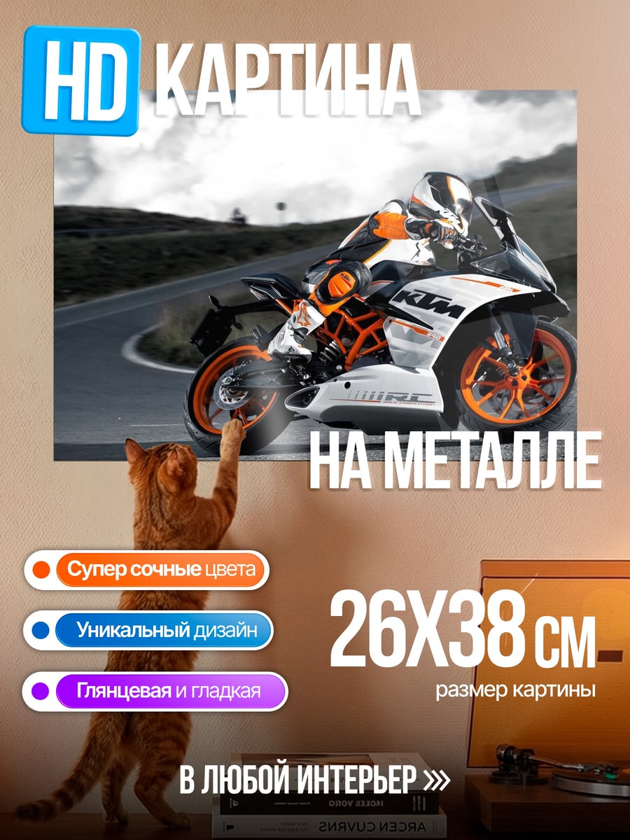Картина на металле Спортивный мотоцикл KTM