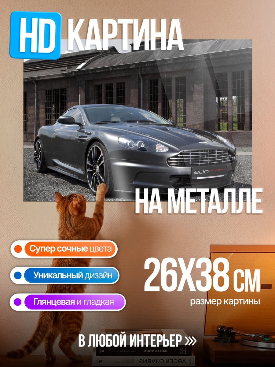 Картина на металле темно-серый спорткар