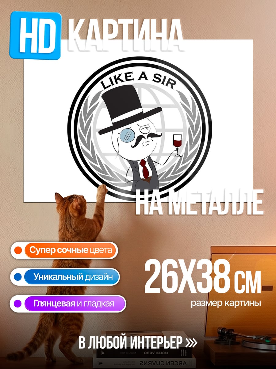Картина на металле Мем Like a Sir