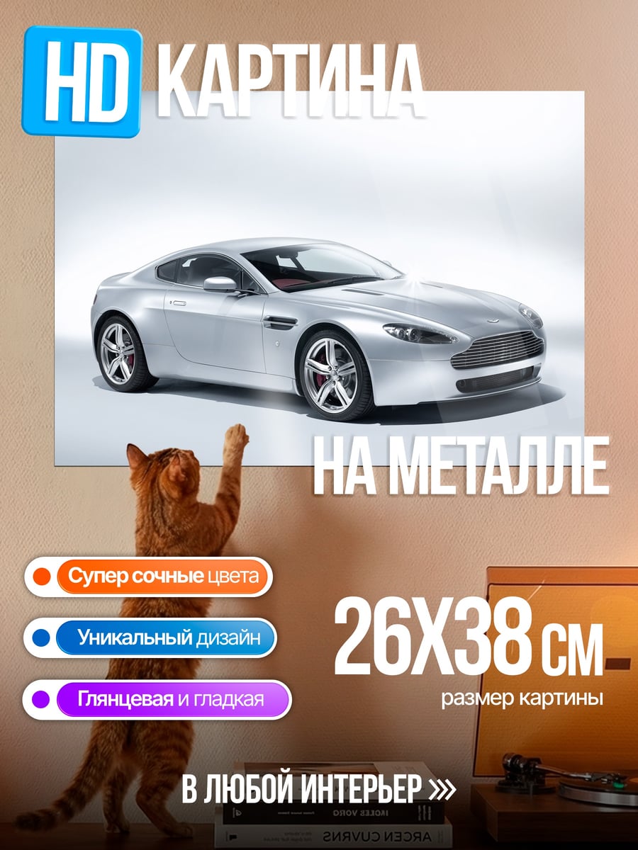 Картина на металле Серебряный спорткар