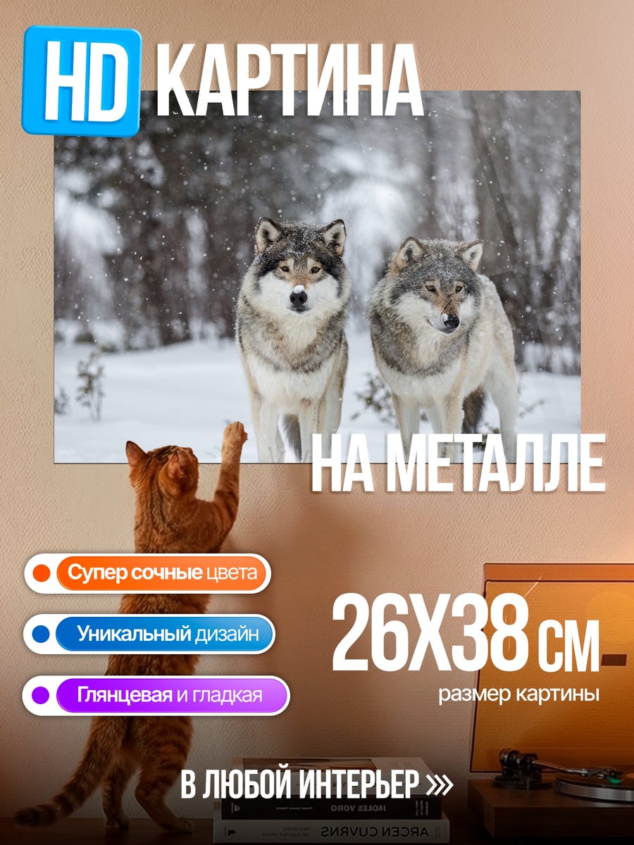 Картина на металле Два волка