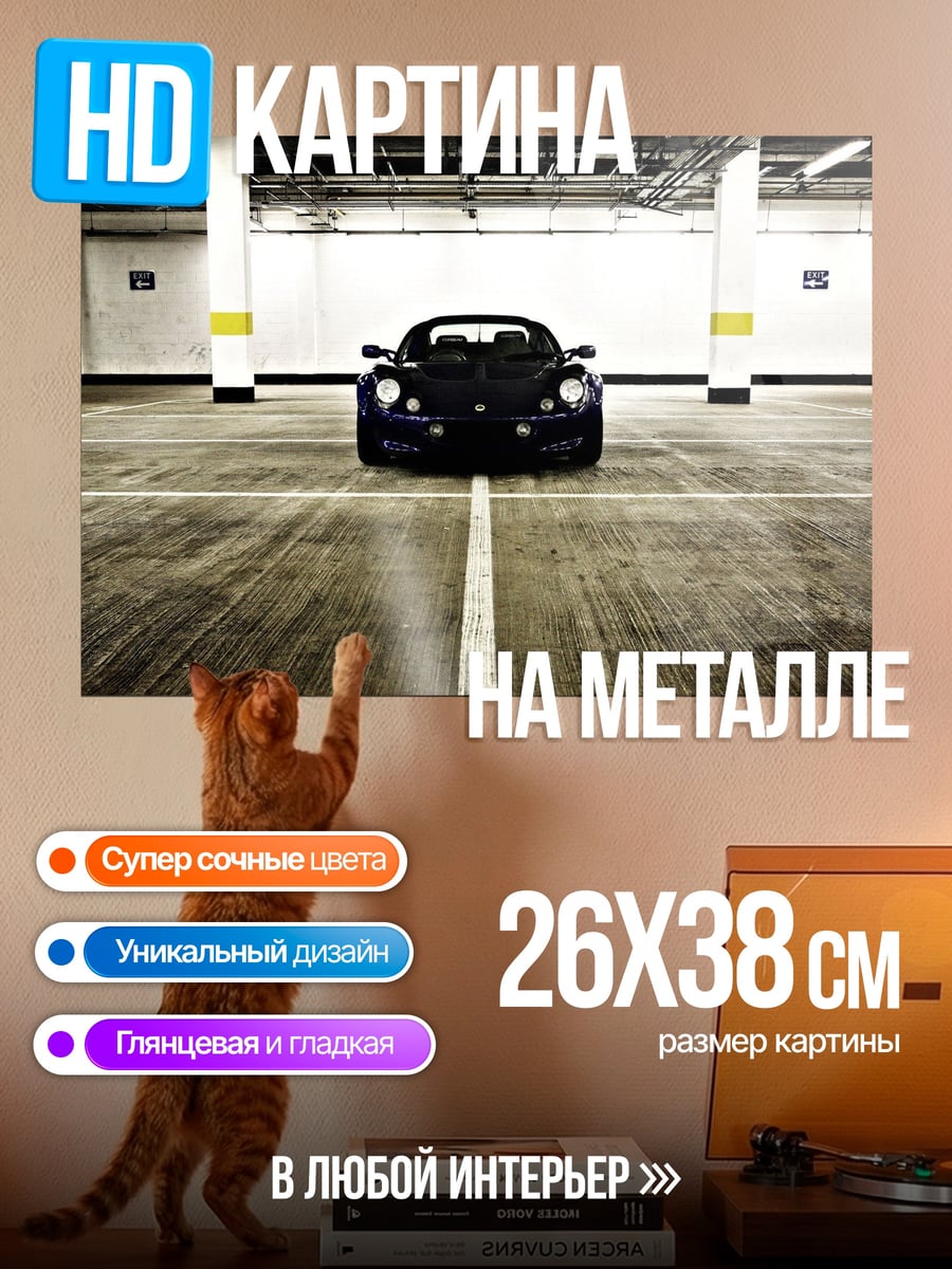 Картина на металле Синий спорткар