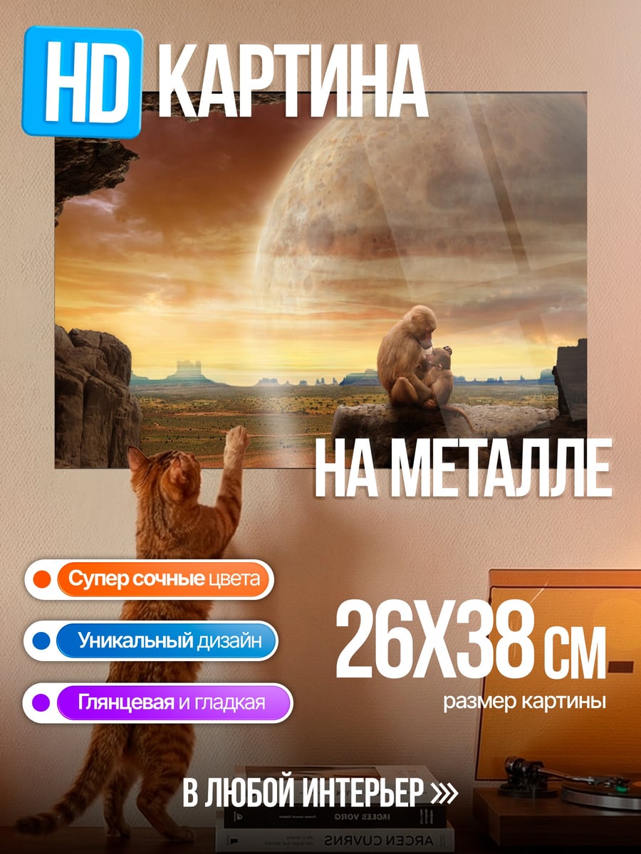 Картина на металле Одинокая фигура на планете
