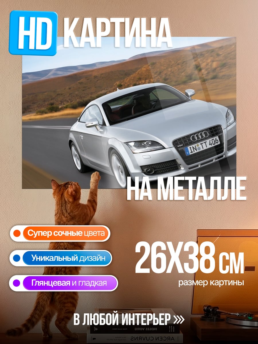 Картина на металле Серебристый спорткар Audi