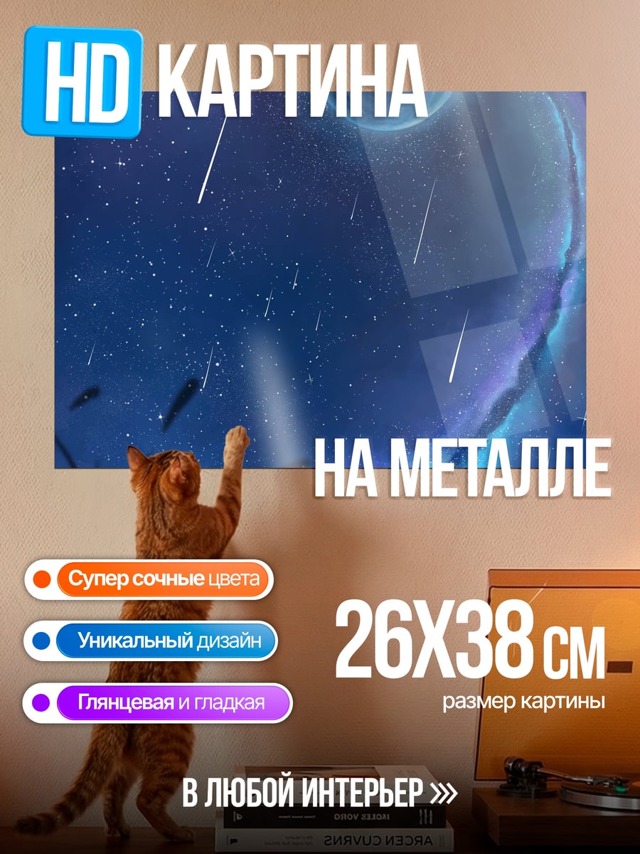 Картина на металле Звездная ночь