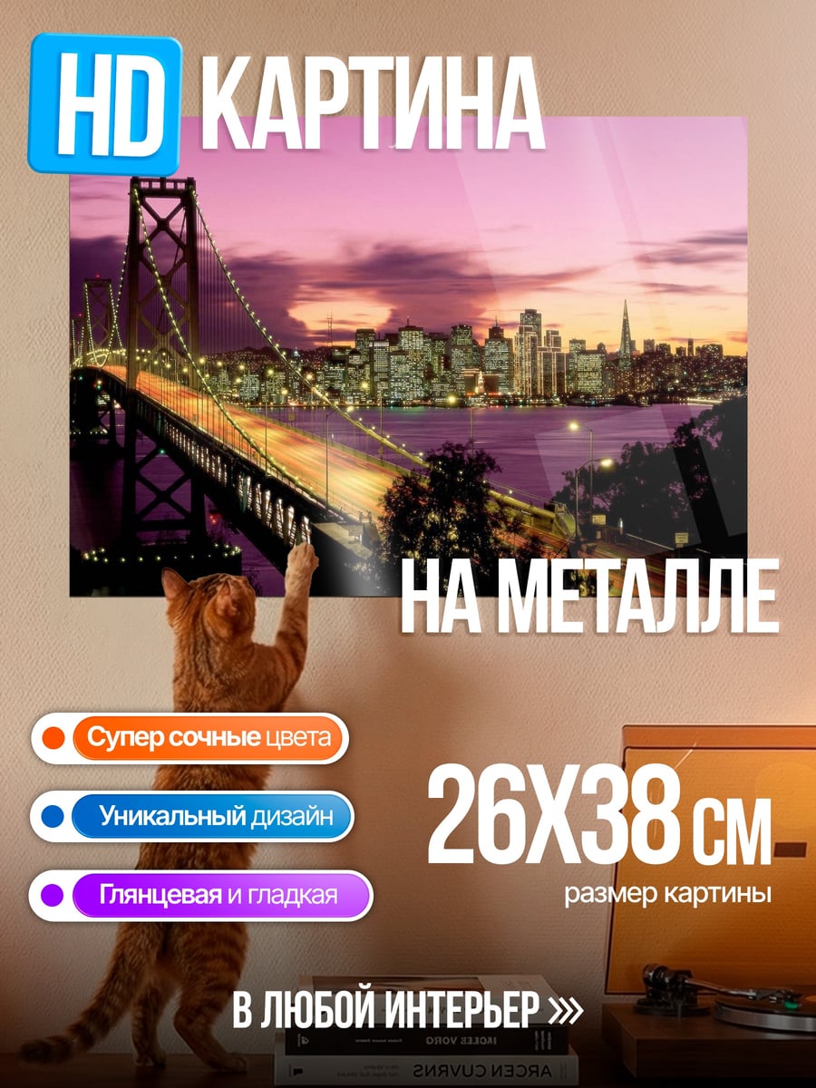 Картина на металле Мост Сан-Франциско закат