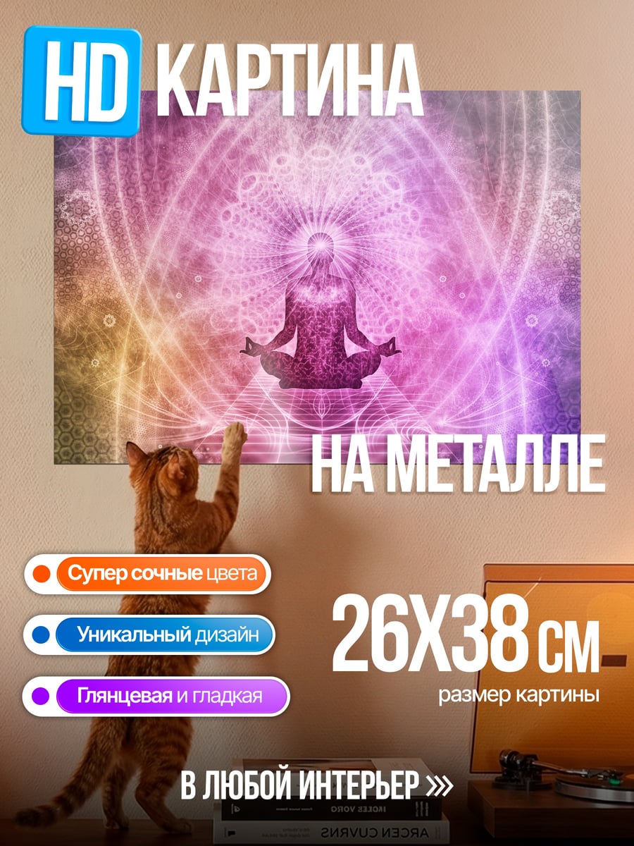 Картина на металле Медитация в мандале