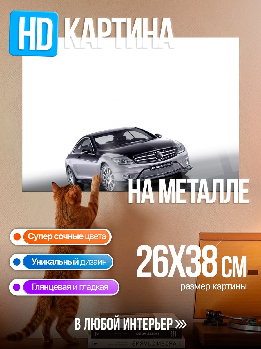 Картина на металле Черный мерседес