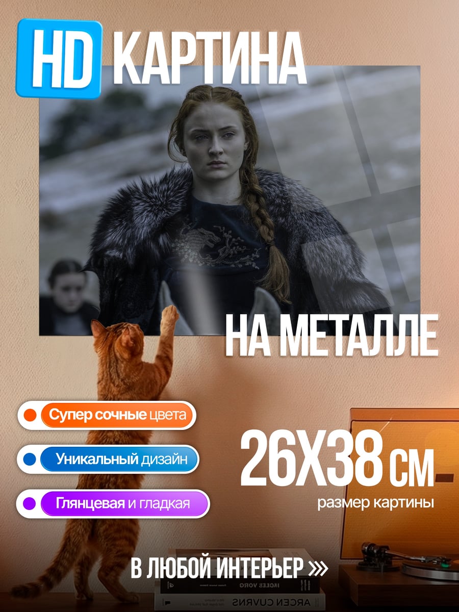 Картина на металле Санса Старк верхом