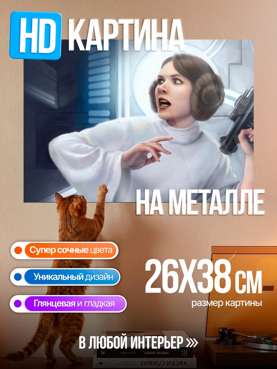 Картина на металле Принцесса Лея