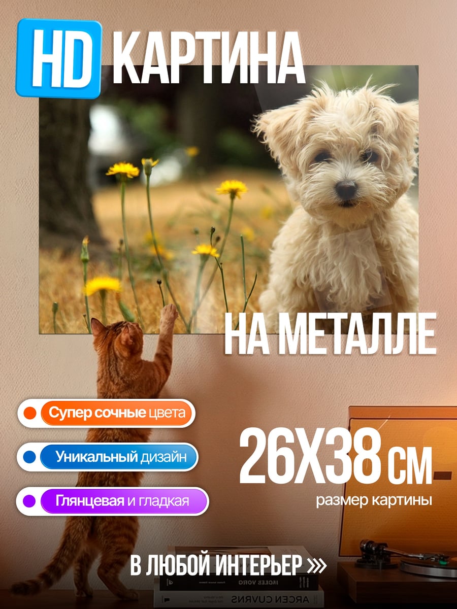 Картина на металле Милый щенок
