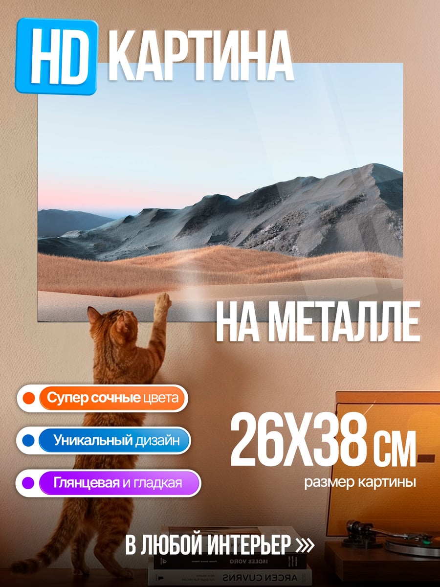 Картина на металле Пустынные дюны и горы