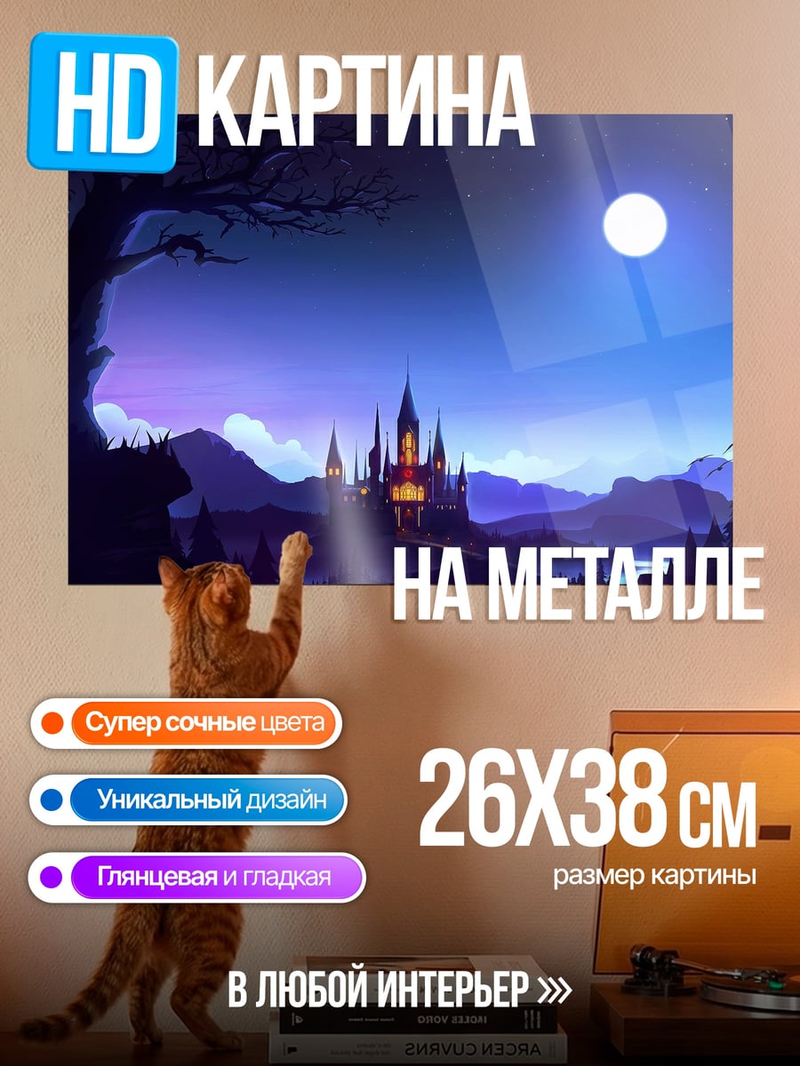 Картина на металле Замок в ночи