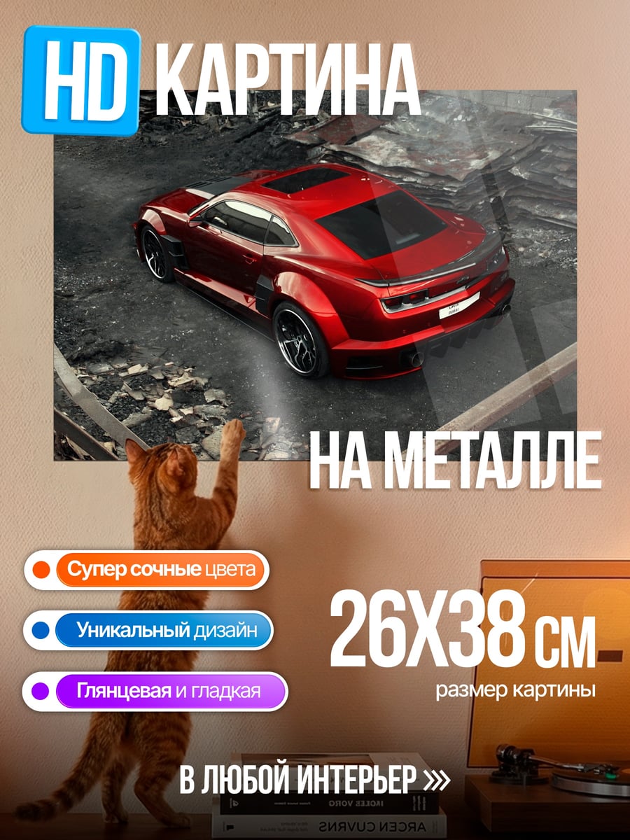 Картина на металле Красный спорткар