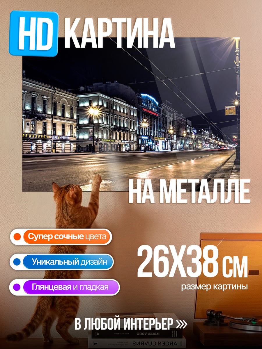 Картина на металле Ночной город