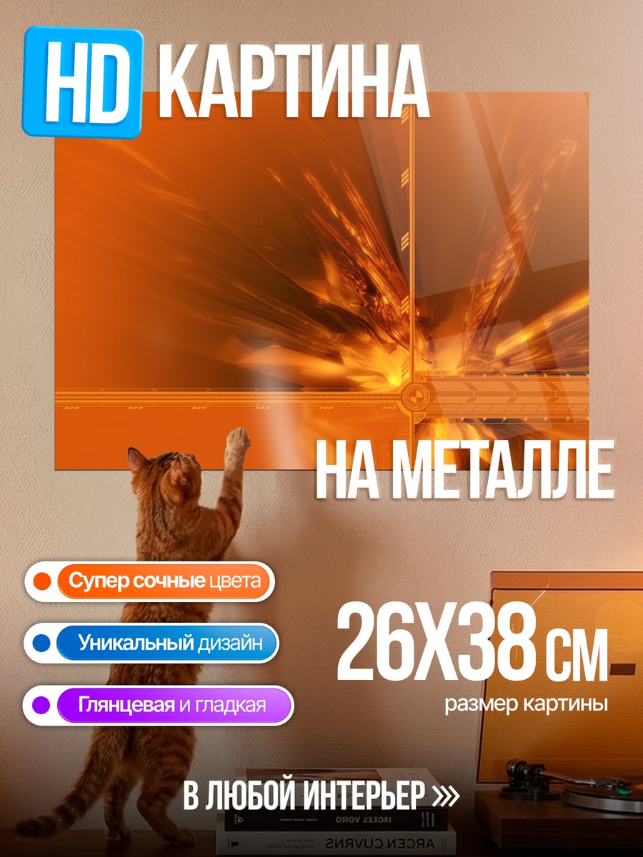 Картина на металле Оранжевый взрыв