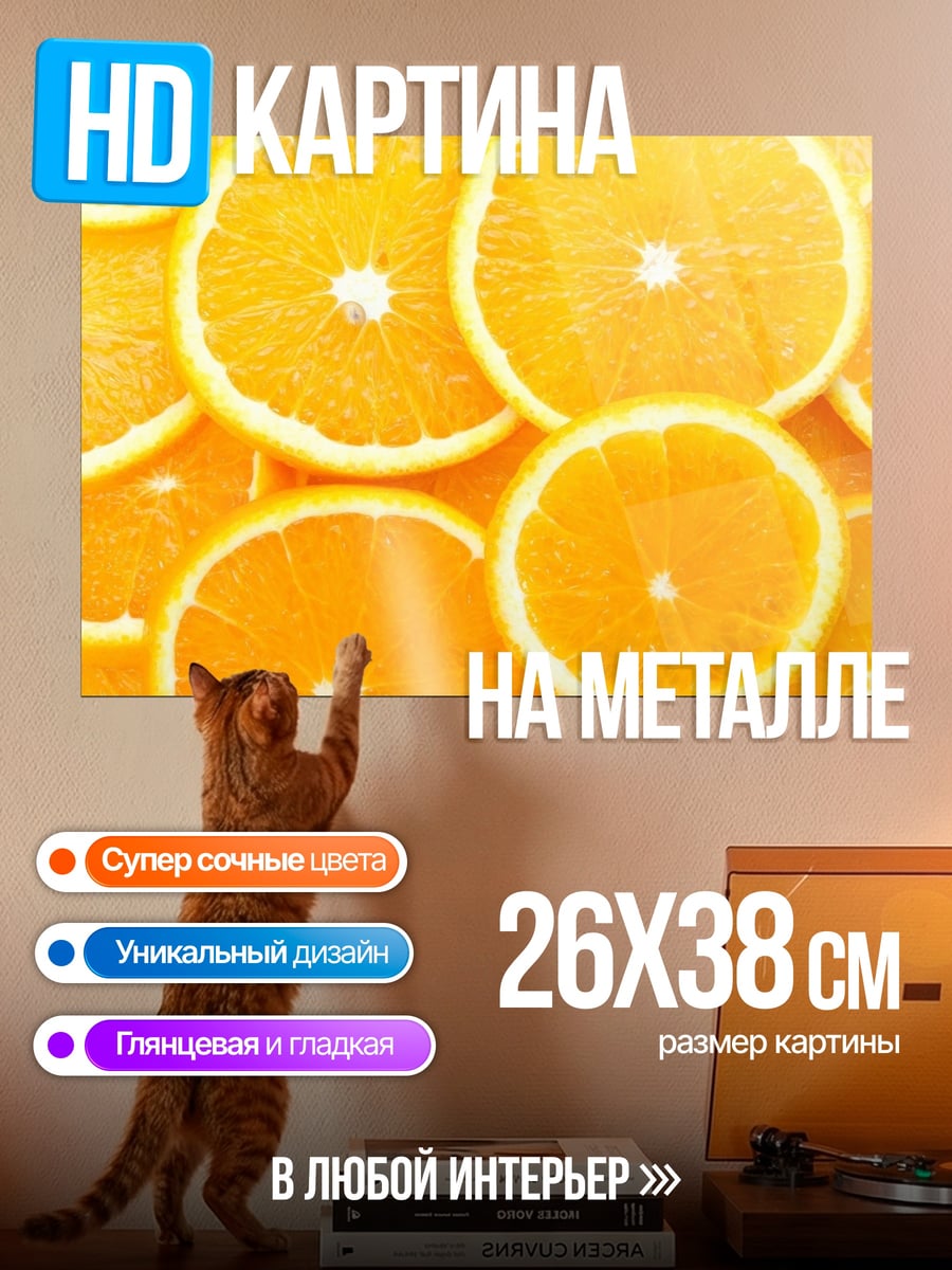 Картина на металле Сочные апельсины
