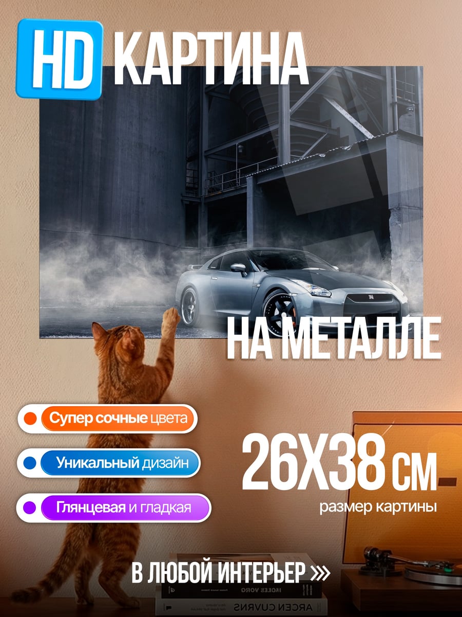 Картина на металле Серебристый спорткар