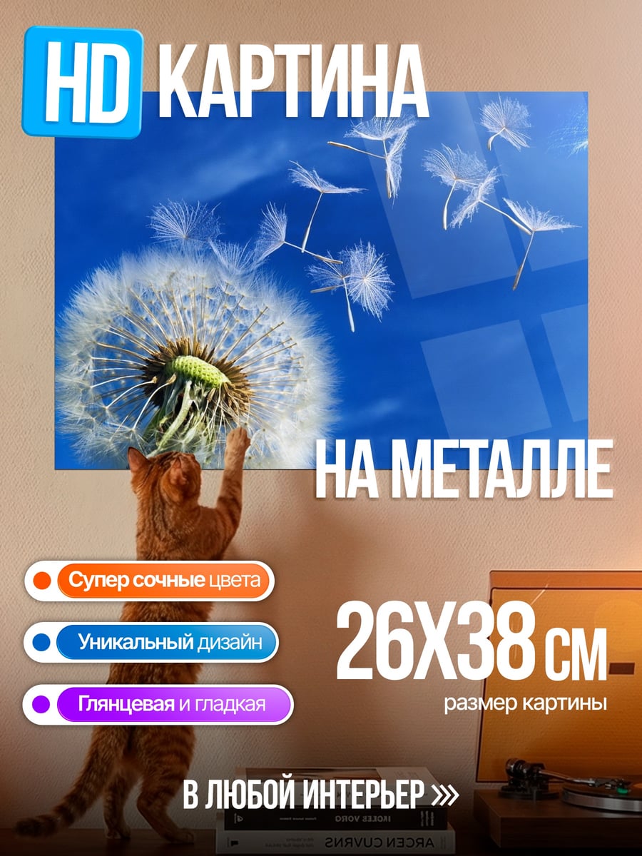 Картина на металле Летающий одуванчик