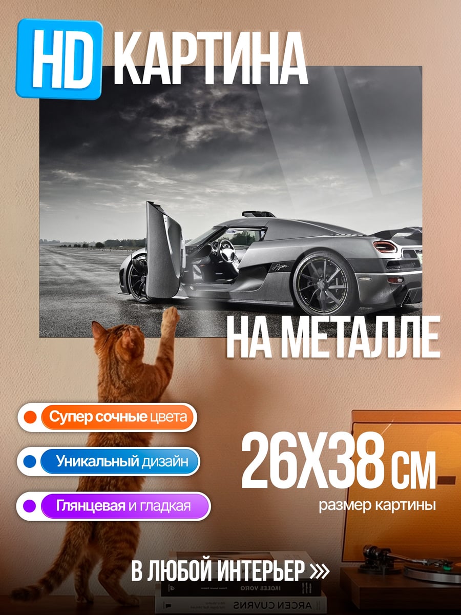 Картина на металле Суперкар на трассе