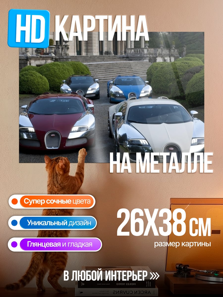 Картина на металле Бугатти у особняка