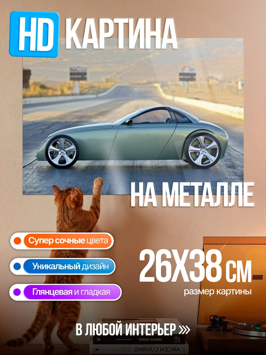 Картина на металле Серебристый спорткар