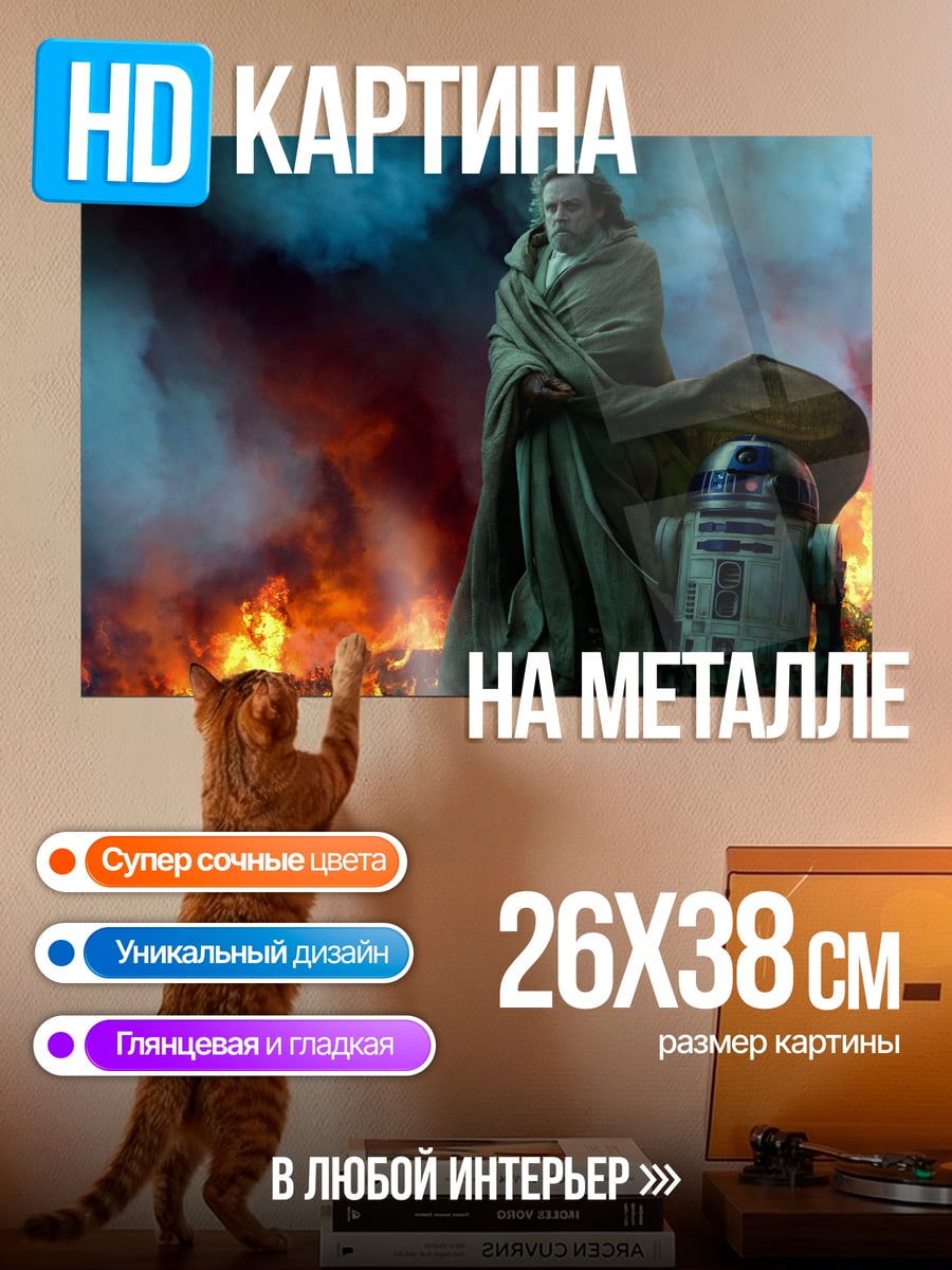 Картина на металле Люк Скайуокер и R2-D2