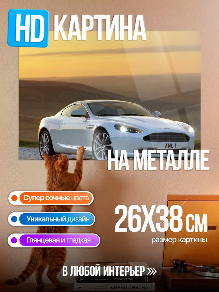 Картина на металле Белый спорткар