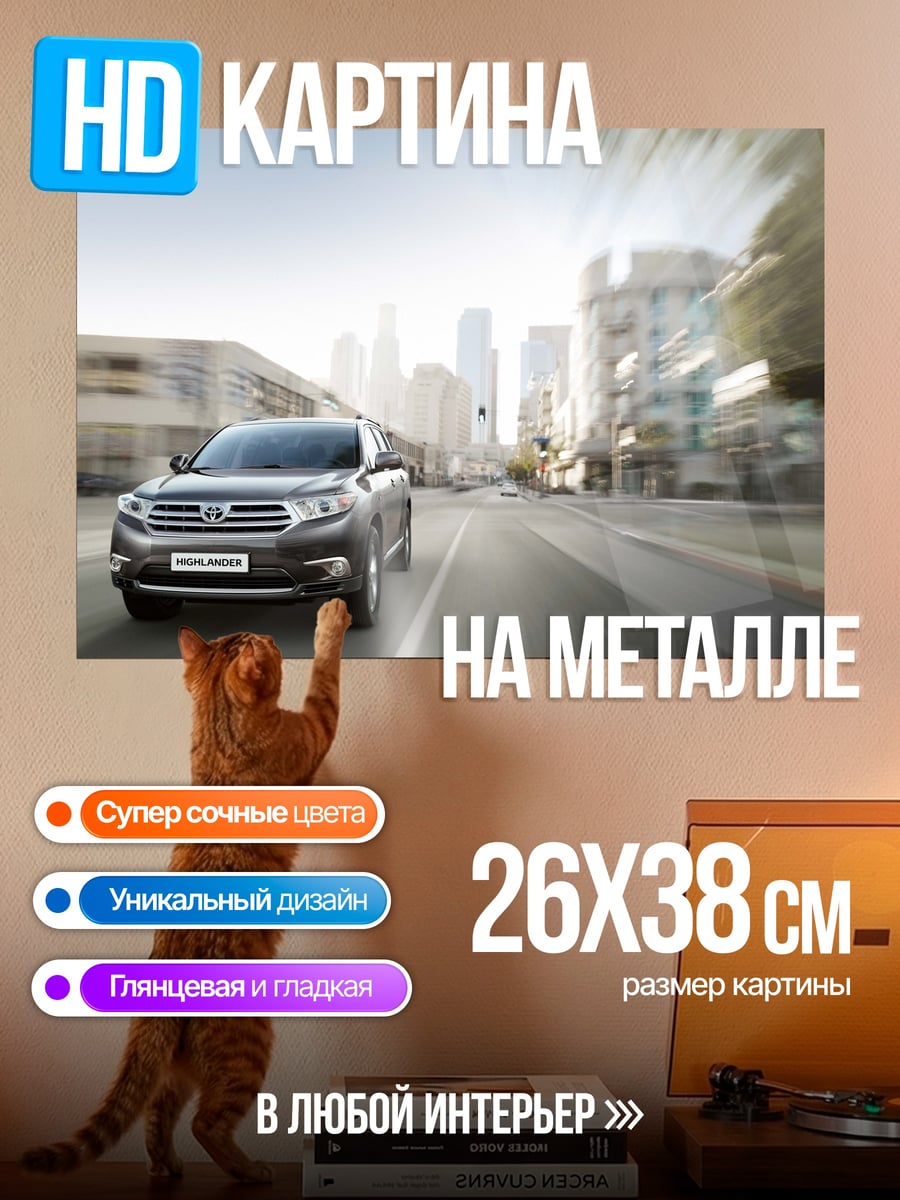 Картина на металле Автомобиль на дороге