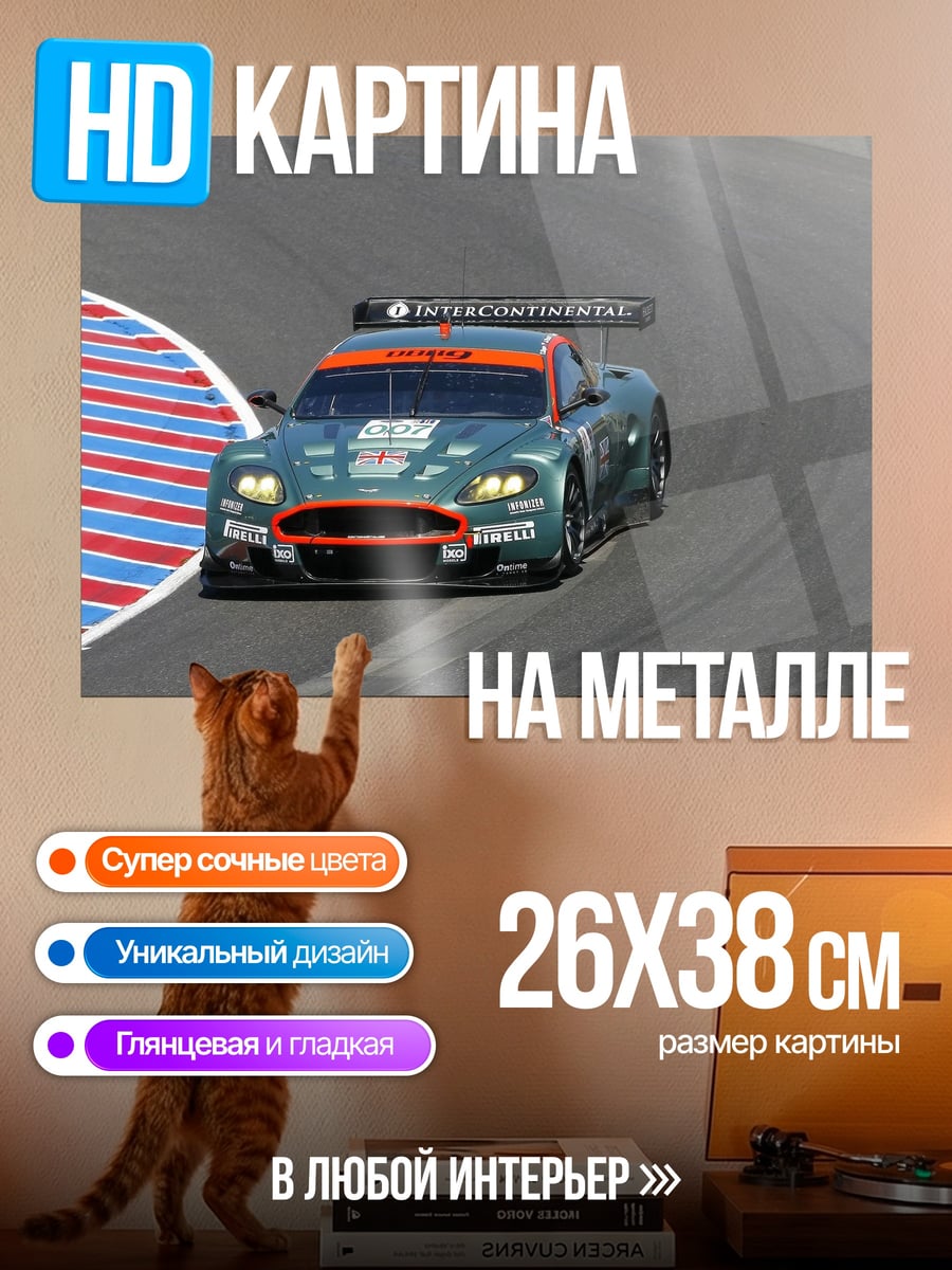 Картина на металле Гоночный автомобиль на трассе