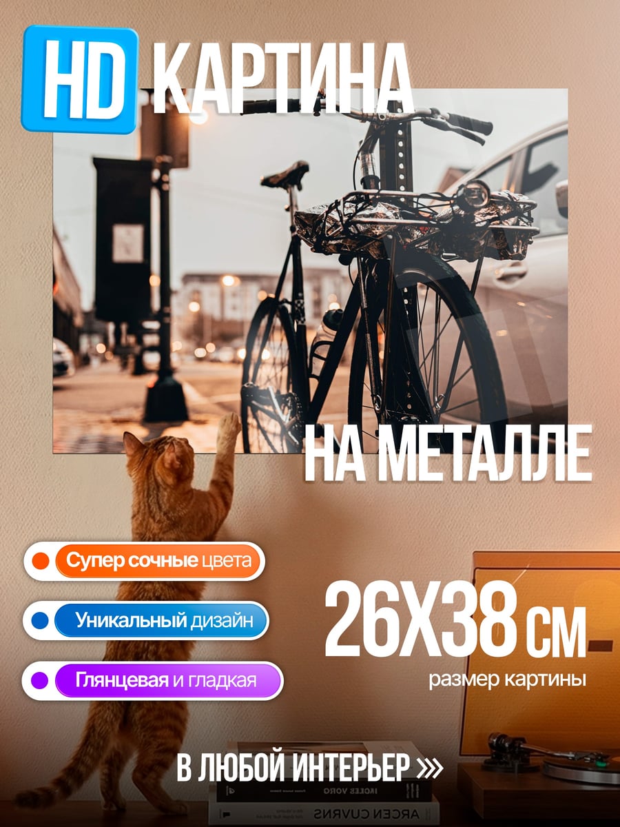 Картина на металле велосипед на улице