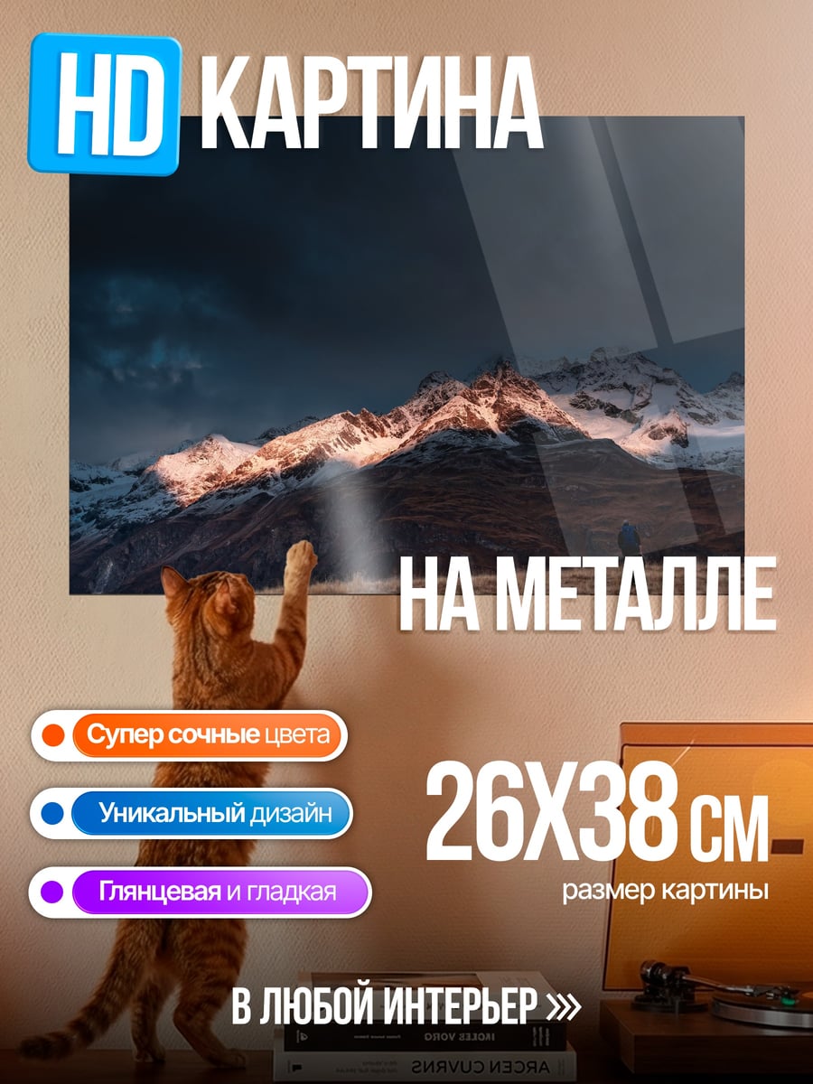 Картина на металле Одинокий путник горы
