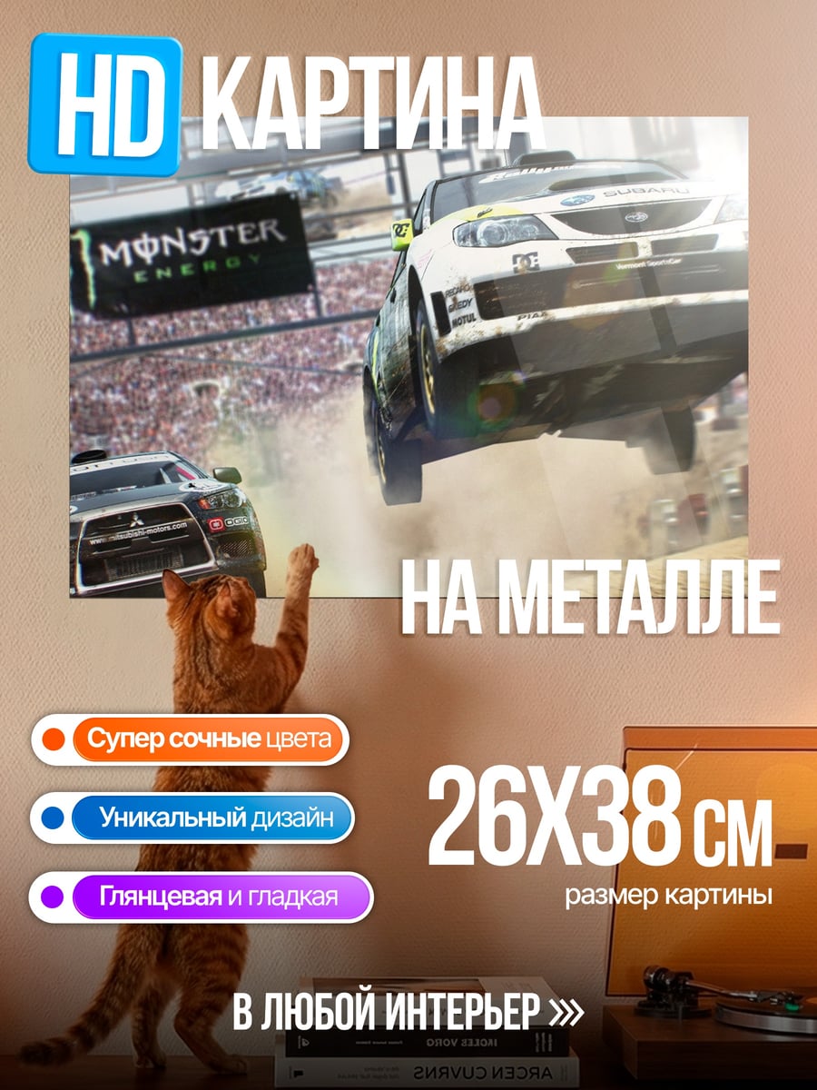 Картина на металле Гонки Monster Energy