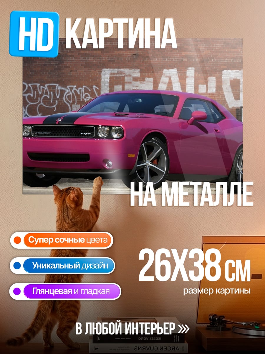 Картина на металле розовый маслкар