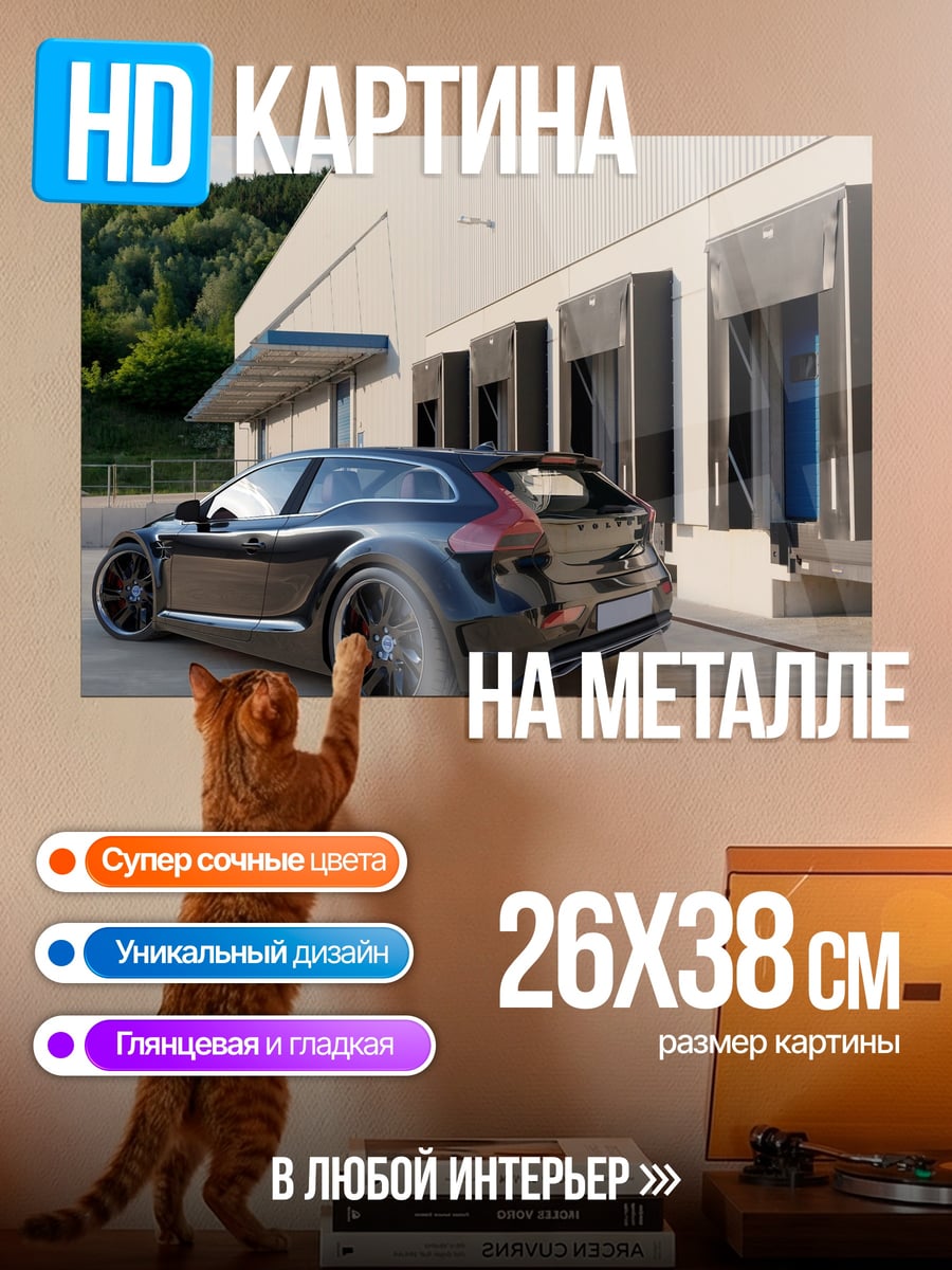Картина на металле Черный автомобиль