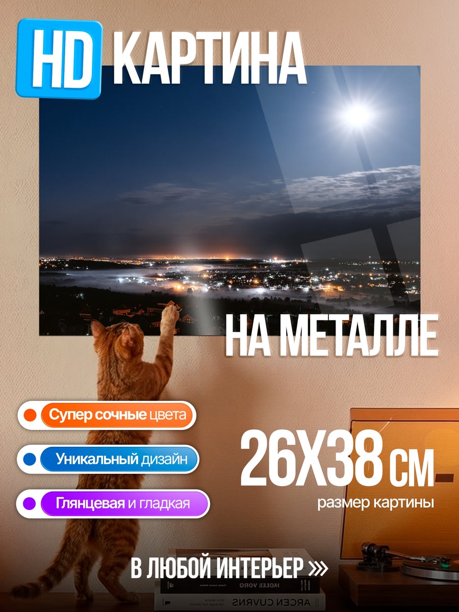 Картина на металле Ночной город