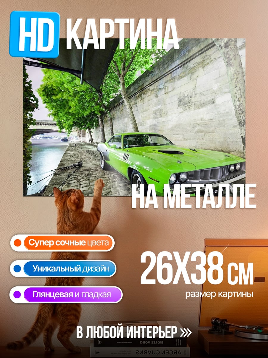 Картина на металле Зеленый мускул кар