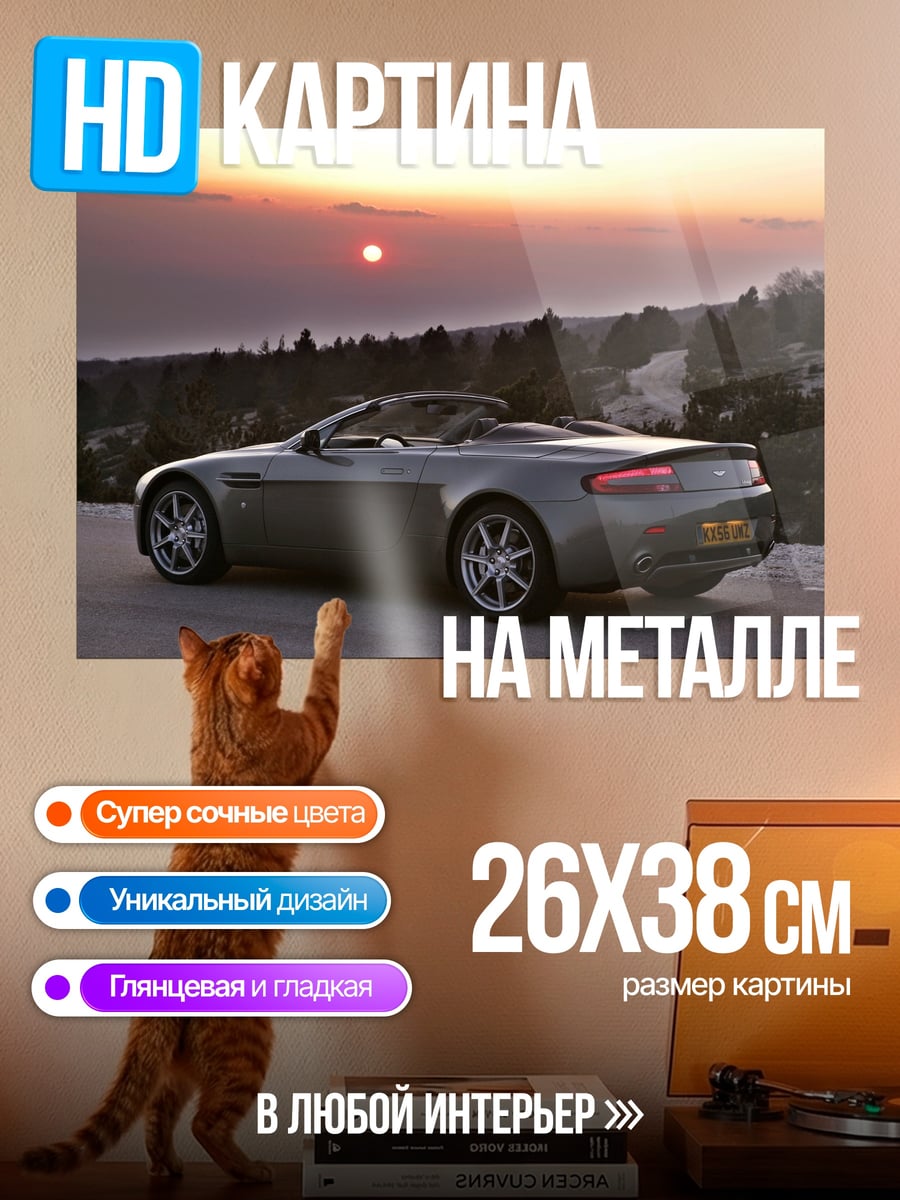 Картина на металле Спортивный кабриолет на закате