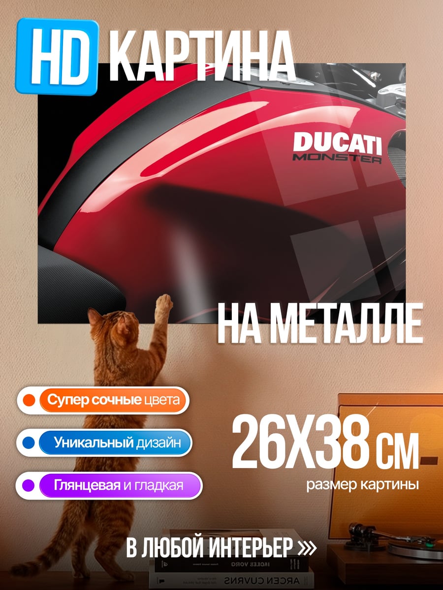 Картина на металле Красный Ducati
