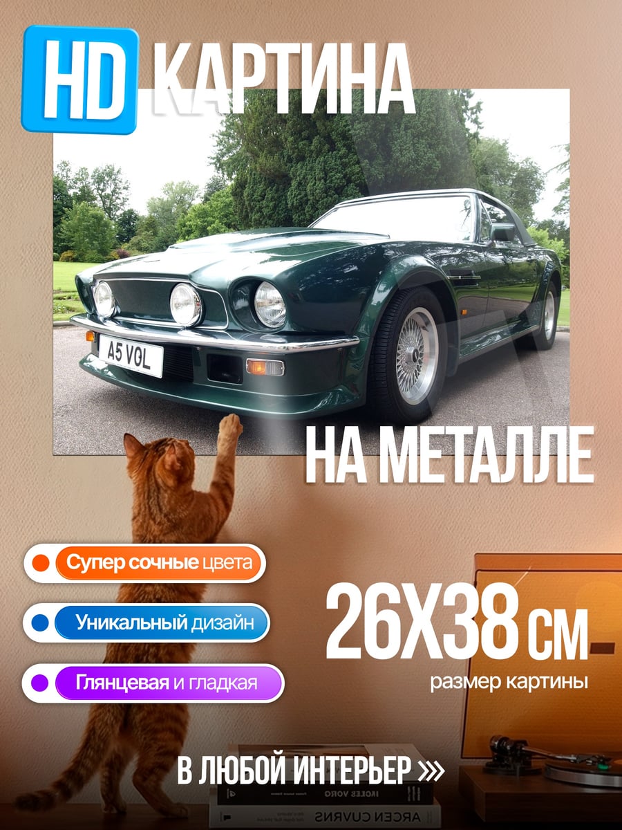 Картина на металле Зеленый спорткар