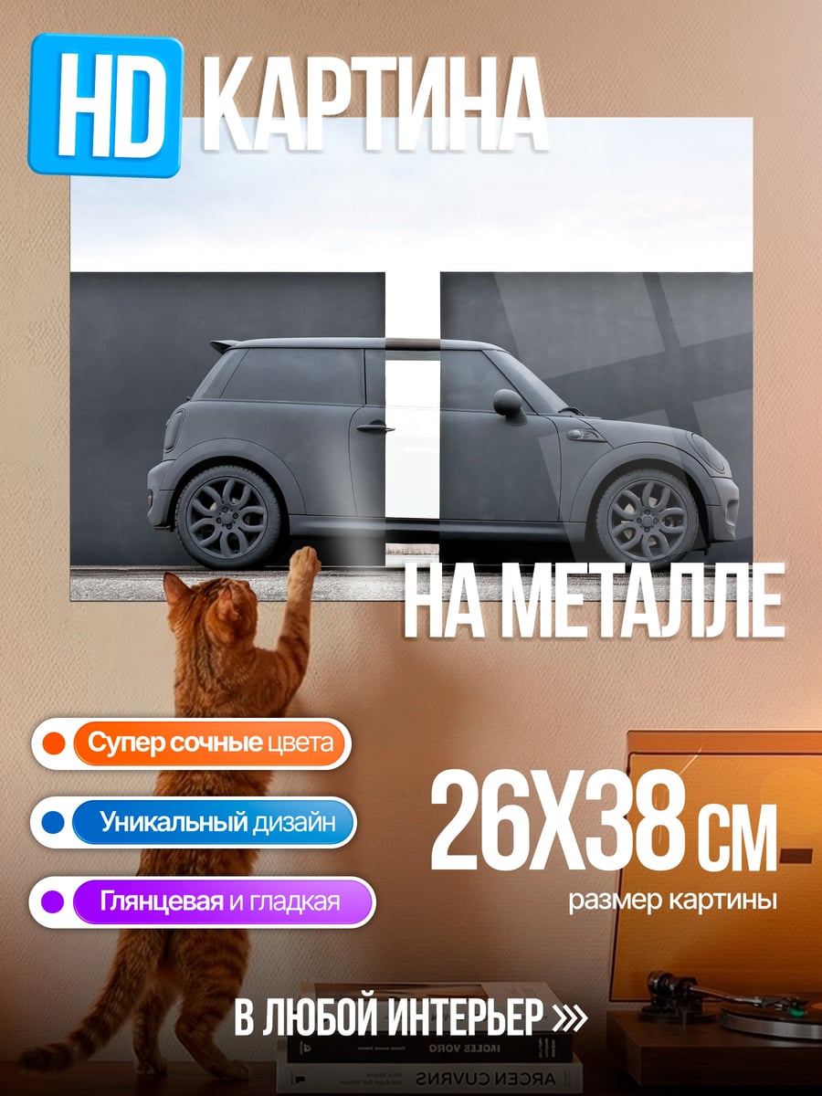 Картина на металле разделенный автомобиль