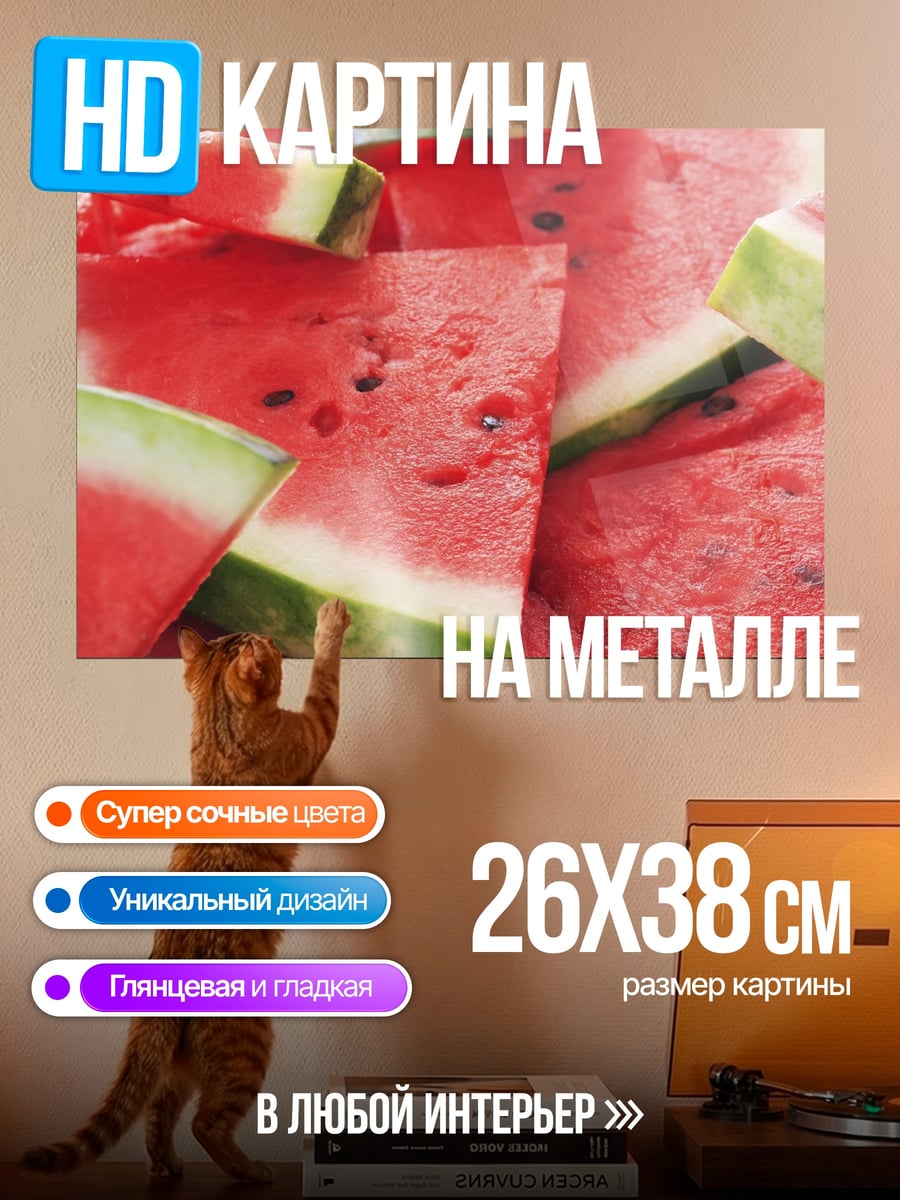 Картина на металле Свежие арбузы