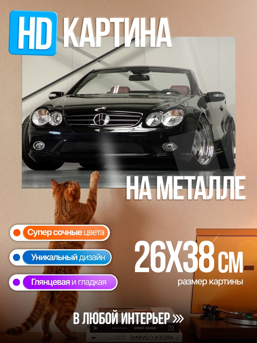 Картина на металле черный спорткар