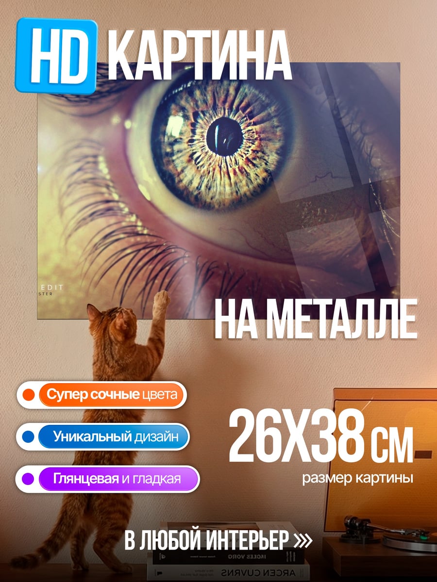 Картина на металле Глаз крупным планом