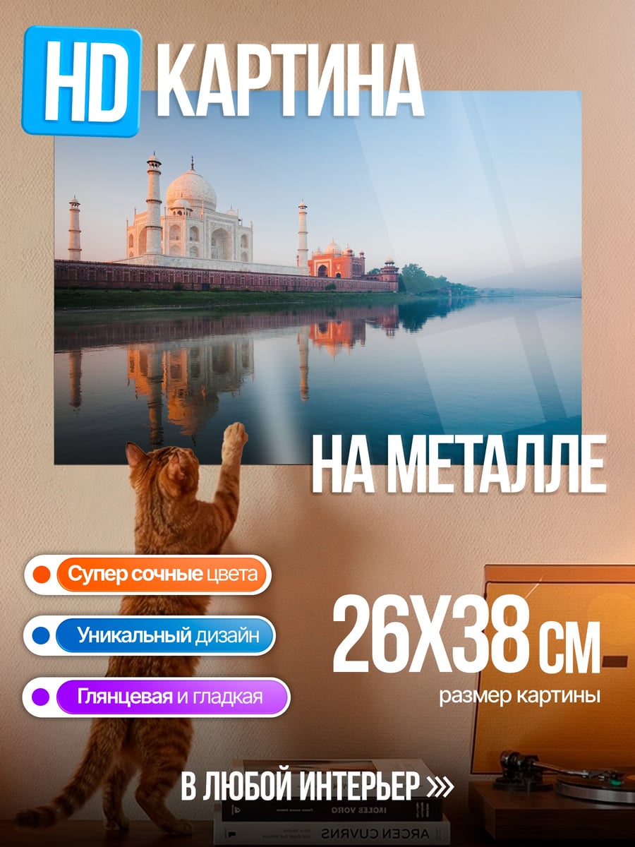 Картина на металле Тадж-Махал на рассвете