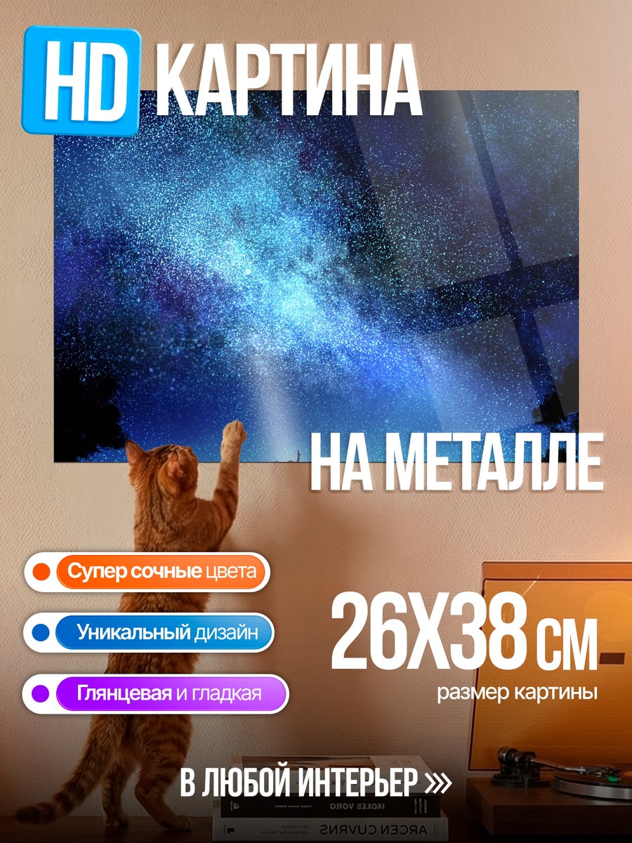 Картина на металле Звездная ночь над