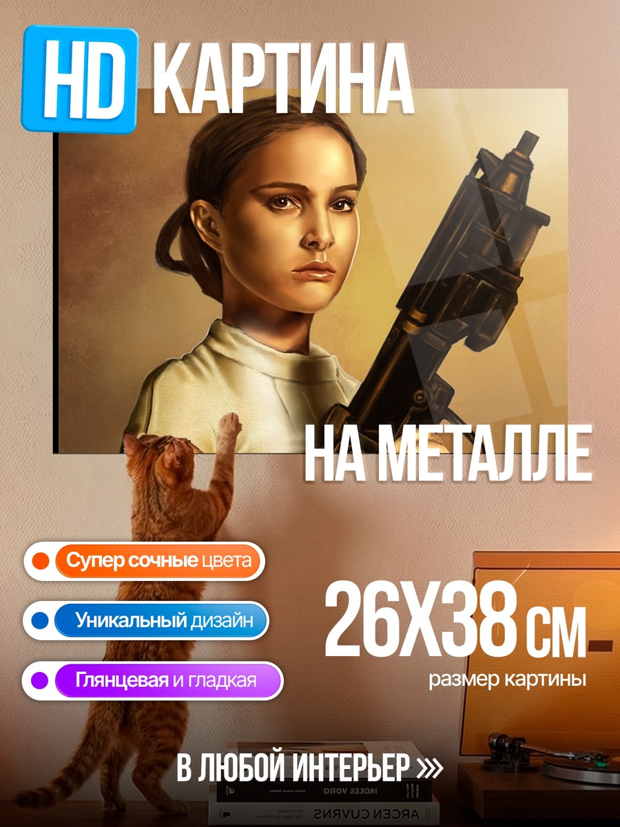 Картина на металле принцесса с бластером
