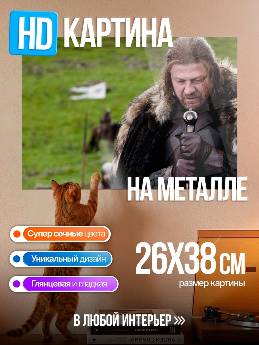 Картина на металле Нэд Старк в поле