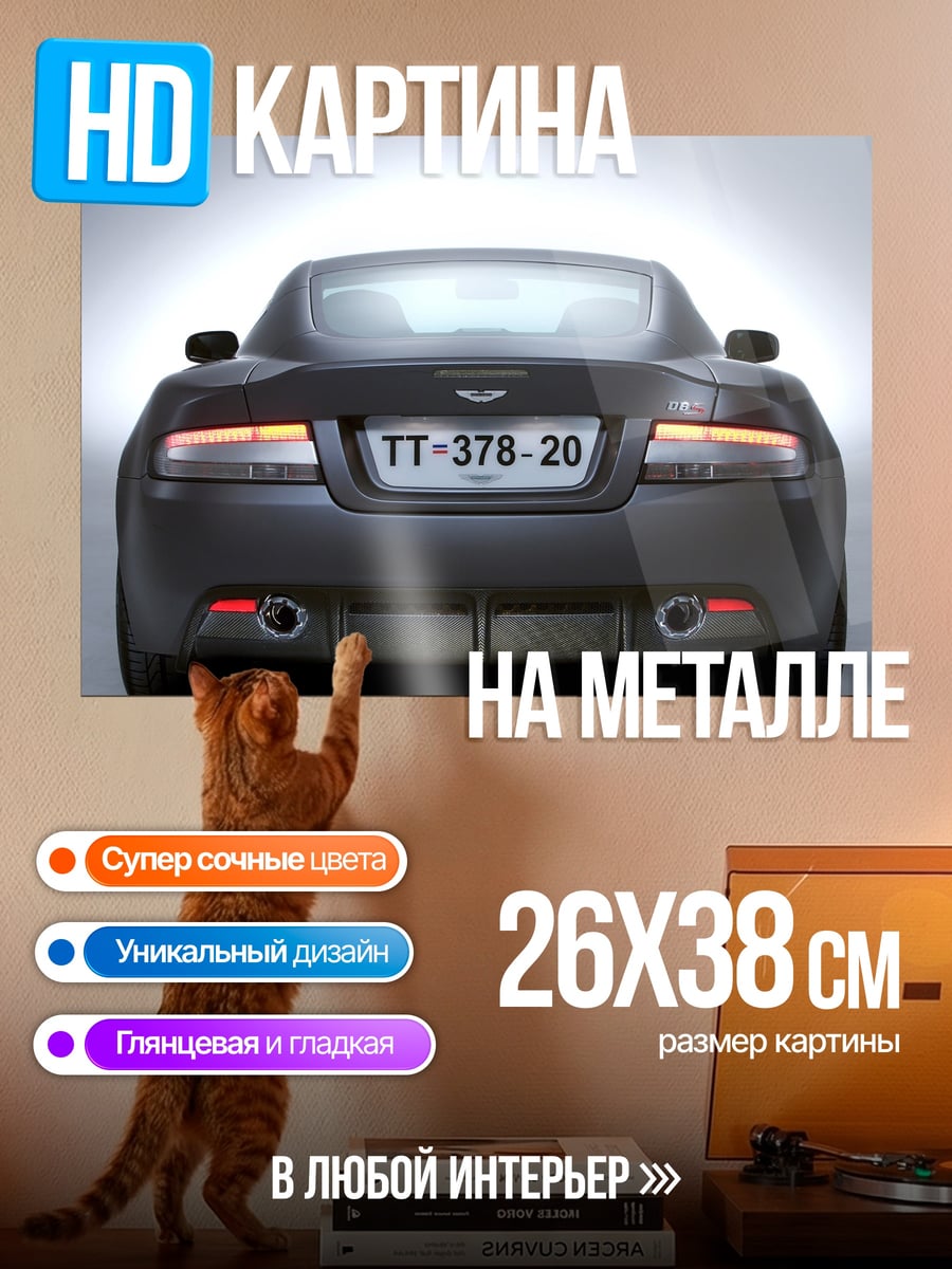 Картина на металле Спортивный автомобиль сзади