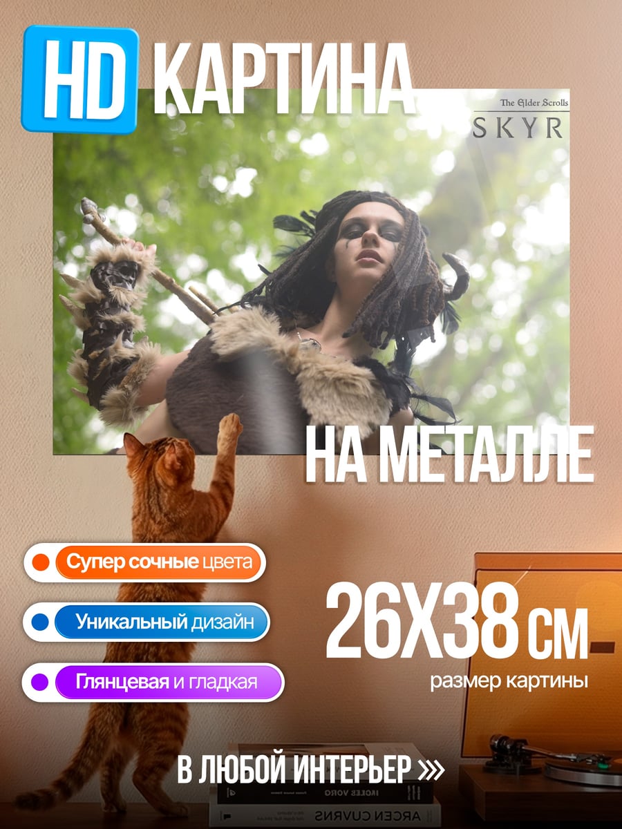 Картина на металле Девушка из Скайрима